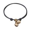 Adjustable Black Rope Pet Collar with Bell Pendant (7–11 in)