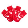 Christmas Red Elk Dog Socks – Knitted Paw Protectors (4 Pack)