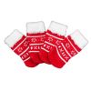4 Pack Christmas Dog Socks Knitted Cartoon Paw Covers for Small Pets Red