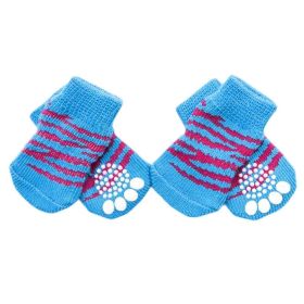 Knitted Dog Paw Protection Socks – Blue Tiger Stripe (4-Pack)