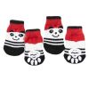 Soft Knitted Indoor Dog Socks – Red Panda Design, 4 Pack