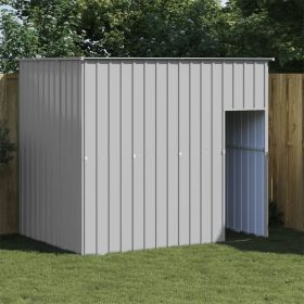 Galvanized Steel Dog House with Roof 84.3x60.2x71.3 Light Gray Outdoor Shelter
