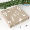 Blancho [Puppy Paws & Bones & Kennels] Soft Coral Fleece Throw Blanket (59 by 74.8 inches)