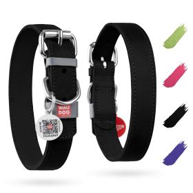 Leather Dog Collar Adjustable with Durable Buckle D Ring Black