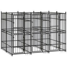 Large Outdoor Dog Kennel with Steel Panels – 59.5 Square Feet
