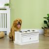 White Elevated Dog Feeding Station with Storage Drawer and 11L Capacity