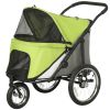 Small & Medium Dog Stroller with One-Hand Fold – 3 Wheels, Soft Cushion (Yellowish Green)