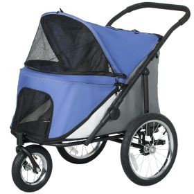 Small & Medium Dog Stroller with One-Hand Fold – 3 Wheels, Soft Cushion, Blue