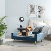 Modern Pet Bed, Cat or Dog Sofa, Velvety Dog Couch for Small to Medium Dogs, Dark Blue