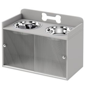 Elevated Dog Bowls with Storage – Raised Stand with 2 Stainless Steel Bowls (Gray, Large Dogs)