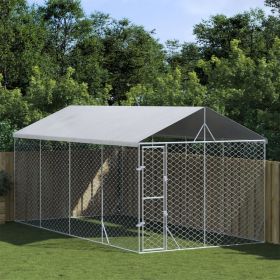 Outdoor Dog Kennel with Roof, Galvanized Steel, 9.8×19.7×8.2 ft