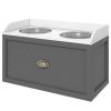 Large Raised Dog Feeder with Storage Drawer – 2 Stainless Steel Bowls (Grey)