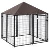 Lockable Outdoor Dog Kennel with UV-Resistant Canopy – Steel Wire Fence
