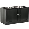 Elevated Dog Feeding Station with Storage – Black, 2 Stainless Steel Bowls (23.6" x 11.8" x 14")