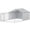 Galvanized Steel Outdoor Dog Kennel 13.1x7.5x4.9 with Waterproof UV Resistant Cover for Large Dogs