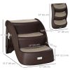 Portable Pet Stairs Foldable Steps for Small Dogs and Cats 3-Step with Non-slip Treads for Beds Sofas, Brown