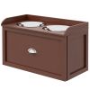 Raised Dog Bowl Stand with Storage Drawer – 2 Stainless Steel Bowls (Brown)