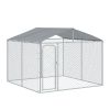 Backyard Dog Kennel Run with Roof and Mesh Sidewalls – 9.8×9.8×7.7 ft
