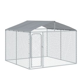 Backyard Dog Kennel Run with Roof and Mesh Sidewalls – 9.8×9.8×7.7 ft