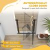 30"-32" Extra Wide Pet Gate Barrier with Small Door, 35"H Dog Gate with Safety Gate Barrier, Stair Pressure Fit, Black