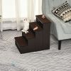 4 Levels Wooden Dog Steps Pet Stairs for High Bed, Cat Ladder for Bed Couch with Non-Slip Carpet, Dark Coffee