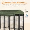 Outdoor Dog Kennel with Lockable Door Welded Wire Steel Playpen and Rotating Bowl Holders Green