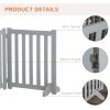23.5"H Foldable Dog Gate with Door, 4 Panels Freestanding Pet Gate Barriers Indoor with Support Feet, Puppy Fence for Small Dogs, Grey