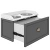 Large Raised Dog Feeder with Storage Drawer – 2 Stainless Steel Bowls (Grey)