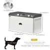 Raised Pet Feeding Station with Storage – 2 Stainless Steel Bowls, White