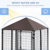 Lockable Outdoor Dog Kennel with UV-Resistant Canopy – Steel Wire Fence