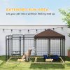 Outdoor Dog Kennel with Waterproof Canopy – Galvanized Chain Link (Black)