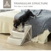 Portable Pet Stairs Foldable Steps for Small Dogs and Cats 3-Step with Non-slip Treads for Beds Sofas, Cream