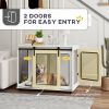 Furniture Style Dog Cage with Sliding Barn Door – 39" White
