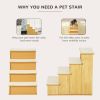 Dog Steps Pet Stairs for Bed Cat Ladder for Couch with Non-Slip Carpet, 15.7" x 23.2" x 21.3", Natural Wood
