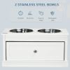 White Elevated Dog Feeding Station with Storage Drawer and 11L Capacity