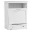 Pet Feeder Station Storage Cabinet, Dog Food Storage Container with Dog Raised Bowls, Watering Supplies, White