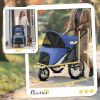 Small & Medium Dog Stroller with One-Hand Fold – 3 Wheels, Soft Cushion, Blue