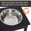23" Wooden Heavy Duty Dog Food Bowls Pet Elevated Feeding Station -Black