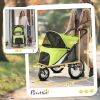 Small & Medium Dog Stroller with One-Hand Fold – 3 Wheels, Soft Cushion (Yellowish Green)