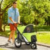 Small & Medium Dog Stroller with One-Hand Fold – 3 Wheels, Soft Cushion (Yellowish Green)