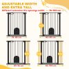 30"-41" Extra Wide Pet Gate Barrier with Small Door, 35"H Dog Gate with Safety Gate Barrier, Stair Pressure Fit, Black
