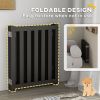 Foldable Dog Gate with Door, 4 Panels Fressstanding Pet Gate, Black