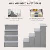 Pet Stairs, Small Dog Steps for Couch Bed with Cushioned Removable Covering, 15.75" x 23.25" x 21.25", Grey