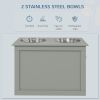 Raised Pet Feeding Storage Station with 2 Stainless Steel Bowls – Gray (Large Dogs)