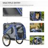 Bike Trailer Cargo Cart for Dogs and Pets with 3 Entrances Large Wheels for Off-Road & Mesh Screen, Blue/Gray