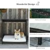 Wicker Dog House Raised Rattan Puppy Bed Cat Shelter for Indoor Outdoor Garden Patio Pet Sofa with Removable Cushion for Medium Sized Pet Brown
