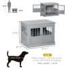 Wooden Dog Crate End Table with Triple Doors – Dark Gray