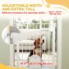 30"-32" Extra Wide Pet Gate Barrier with Small Door, 35"H Dog Gate with Safety Gate Barrier, Stair Pressure Fit, White