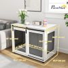 Furniture Style Dog Cage with Sliding Barn Door – 39" White