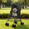 Lightweight Foldable Pet Stroller with Mesh Ventilation & Cup Holder – Black
